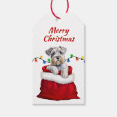 Niedlicher Schnauzer Terrier Hund in Santa Bag Ges Geschenkanhänger (Vorderseite)