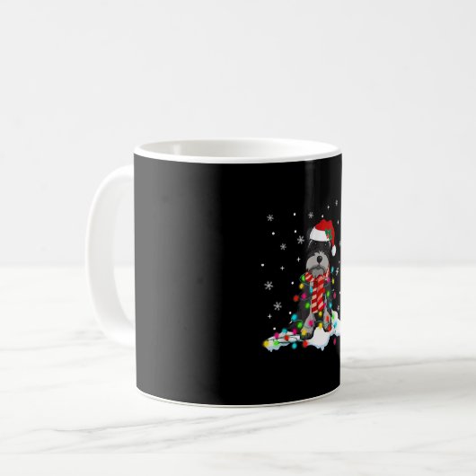 niedlicher Schnauzer-Weihnachtslicht mit Weihnacht Kaffeetasse (Vorderseite Links)