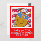 Niedlicher Schneckenstar Spangled Lächeln Amerikan Feiertagspostkarte (Vorne/Hinten)
