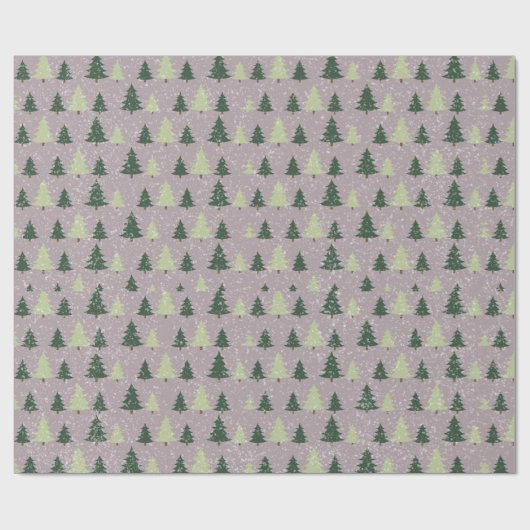 Niedlicher Schnee und grüne Weihnachtsbäume Geschenkpapier (Flach)