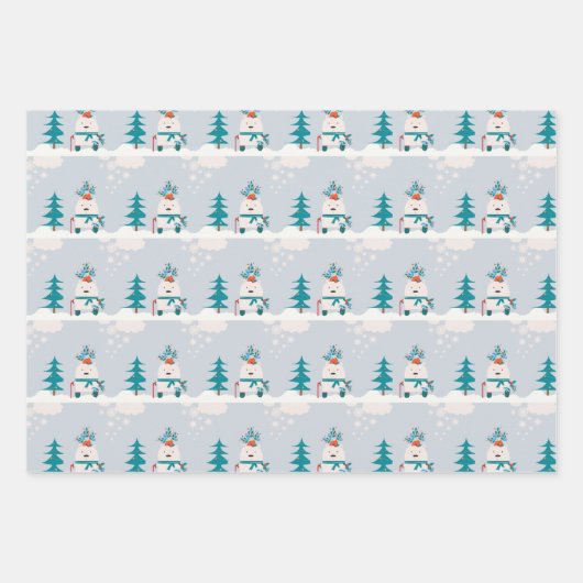 Niedlicher Schneebär Kinder Weihnachten Geschenkpapier Set (Vorderseite 2)