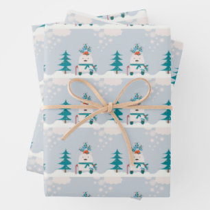 Niedlicher Schneebär Kinder Weihnachten Geschenkpapier Set