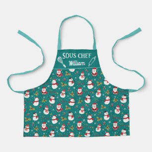 Niedlicher Schneefahrer Weihnachtsfamilie Schürze