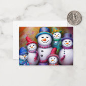 Niedlicher Schneefamilienbudget Mini-Weihnachtsfes Mitteilungskarte (Vorderseite/Rückseite Beispiel)