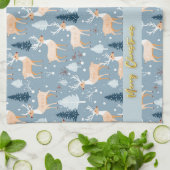 Niedlicher Schneeflocken Rentier Moderne Kunst, Di Geschirrtuch (Gefaltet)