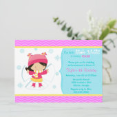 Niedlicher Schneegel-Kids-Winter-Geburtstagsparty Einladung (Stehend Vorderseite)