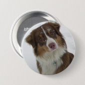 Niedlicher Schneehund Button (Vorne & Hinten)
