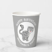 Niedlicher Schneeleopard personalisiert Cartoon Ge Pappbecher (Rückseite)