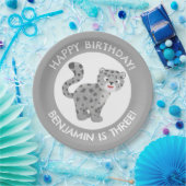 Niedlicher Schneeleopard personalisiert Cartoon Ge Pappteller (Party)
