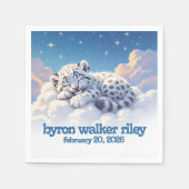 Niedlicher Schneeleopardenschlauch auf Wolkendusch Serviette (Vorderseite)