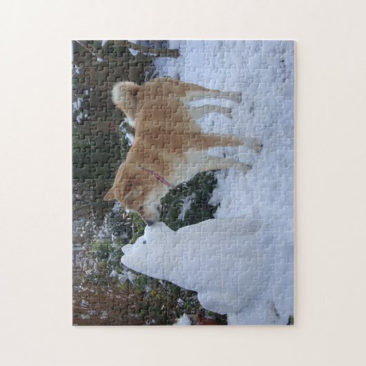 niedlicher Schneemann akita Hund Puzzle (Vertikal)