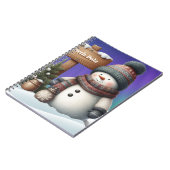 Niedlicher Schneemann am Nordpol mit Nordlichter Notizblock (Linke Seite)