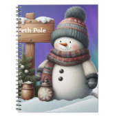 Niedlicher Schneemann am Nordpol mit Nordlichter Notizblock (Vorderseite)