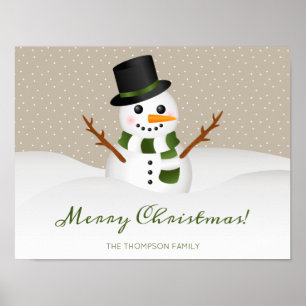 Niedlicher Schneemann auf Beige und Individuelle N Poster