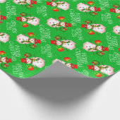 Niedlicher Schneemann auf festem GRÜNEN oder auf D Geschenkpapier (Ecke)