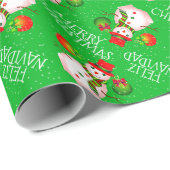 Niedlicher Schneemann auf festem GRÜNEN oder auf D Geschenkpapier (Rolleneckpunkt)