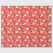 Niedlicher Schneemann auf festem RED oder Your Col Geschenkpapier (Flach)