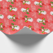 Niedlicher Schneemann auf festem RED oder Your Col Geschenkpapier (Ecke)