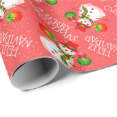 Niedlicher Schneemann auf festem RED oder Your Col Geschenkpapier (Rolleneckpunkt)