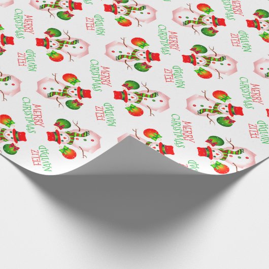 Niedlicher Schneemann auf festem WEISSEN oder dein Geschenkpapier (Ecke)