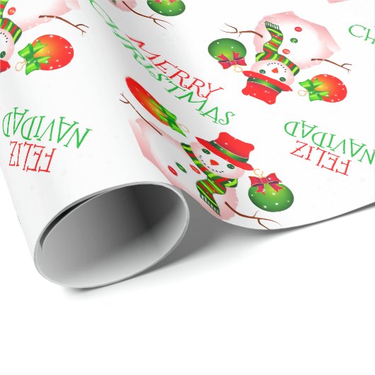 Niedlicher Schneemann auf festem WEISSEN oder dein Geschenkpapier (Rolleneckpunkt)