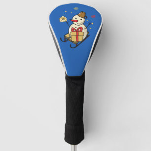 Niedlicher Schneemann auf Schlitten Golf Headcover