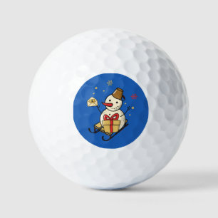 Niedlicher Schneemann auf Schlitten Golfball