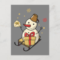 Niedlicher Schneemann auf Schlitten