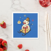Niedlicher Schneemann auf Schlitten Serviette (Beispiel)
