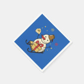 Niedlicher Schneemann auf Schlitten Serviette (Ecke)