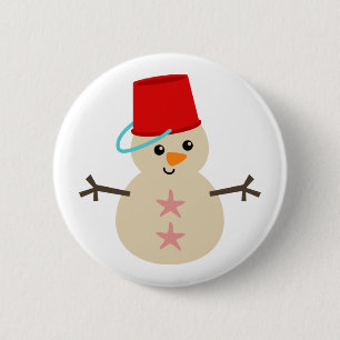 Niedlicher Schneemann aus Sand mit Pail für Hut Button