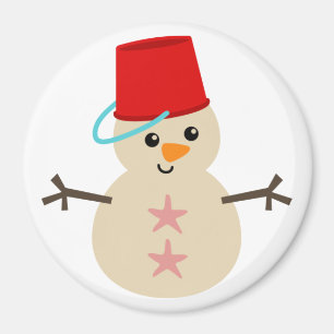 Niedlicher Schneemann aus Sand mit Pail für Hut Magnet