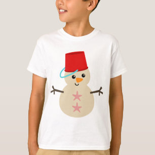 Niedlicher Schneemann aus Sand mit Pail für Hut T-Shirt