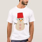 Niedlicher Schneemann aus Sand mit Pail für Hut T-Shirt (Vorderseite)