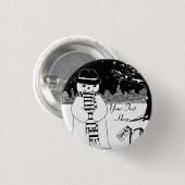 niedlicher Schneemann, der Weihnachten lächelt Button (Vorne & Hinten)