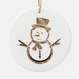 Niedlicher Schneemann Elegantes Gold und Weiß Keramik Ornament