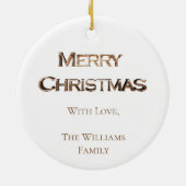 Niedlicher Schneemann Elegantes Gold und Weiß Keramik Ornament (Hinten)