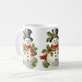 Niedlicher Schneemann: Frohe Weihnachten Kaffeetasse (Vorderseite Links)