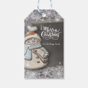 Niedlicher Schneemann, frohe Weihnachten, Schneefl Geschenkanhänger