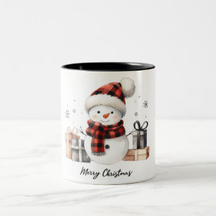 Niedlicher Schneemann / Frohe Weihnachten Zweifarbige Tasse