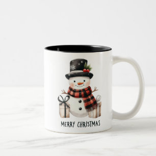 Niedlicher Schneemann / Frohe Weihnachten Zweifarbige Tasse