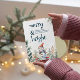 Niedlicher Schneemann fröhlich und hell Feiertagskarte