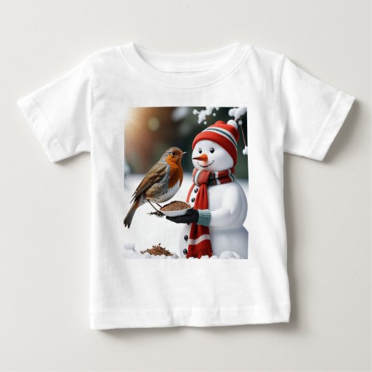 Niedlicher Schneemann fütterte ein robustes Weihna Baby T-shirt (Vorderseite)