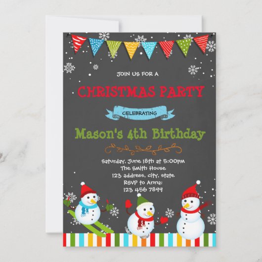 Niedlicher Schneemann-Geburtstagsfeier Einladung (Vorderseite)