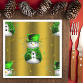 Niedlicher Schneemann im Grünen zu Weihnachten Serviette