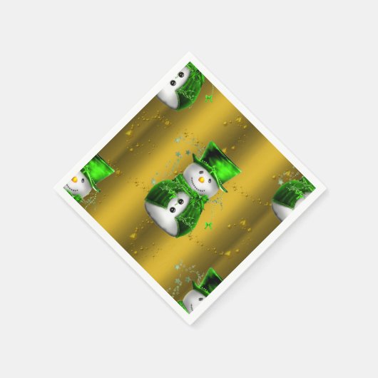 Niedlicher Schneemann im Grünen zu Weihnachten Serviette (Ecke)