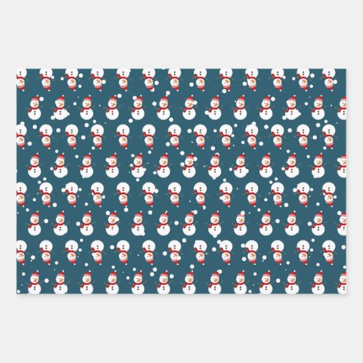 Niedlicher Schneemann im Hintergrund Rosa, Blau un Geschenkpapier Set (Vorderseite 2)