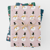Niedlicher Schneemann im Hintergrund Rosa, Blau un Geschenkpapier Set (Beispiel)