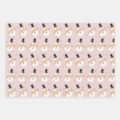 Niedlicher Schneemann im Hintergrund Rosa, Blau un Geschenkpapier Set (Vorderseite)