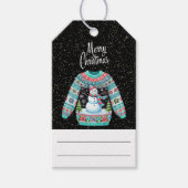 Niedlicher Schneemann im Ugly Christmas Sweater Geschenkanhänger (Vorderseite)